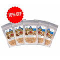 Five individual packs of Muesli Lovers breakfast bundles with a '10% Off' sale tag.