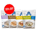 Packaging for Muesli Lovers Pack which includes four varieties of muesli: Fruit & Nut, High Fibre, Chocolate & Spiced, and Mixed. The packaging features images of the muesli with fruits and nuts and highlights the '10% off' discount.