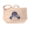 A beige shopping tote eco bag with the GF Oats branding and the text 'Gluten-Friendly, Australian Owned, GMO-Free'.