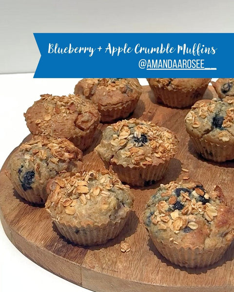 Blueberry + Apple Crumble Muffin Recipe using GF Oats