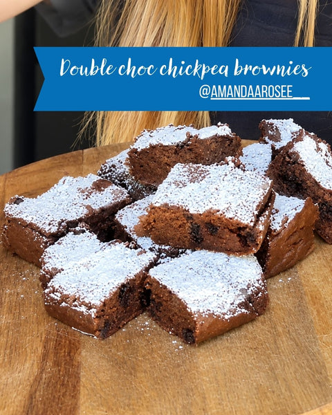 Double choc chickpea brownie recipe using GF Oats Oat Flour