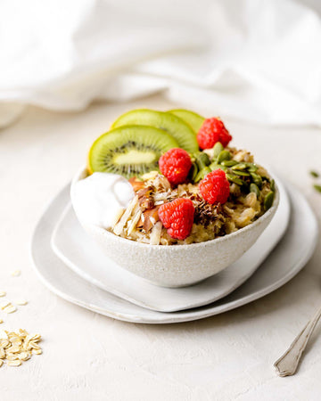Ultimate Immunity Oats bowl with kiwi fruit and berries