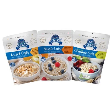 GF Oats Aussie Oats, Quick Oats & Organic Oats Pakcaging