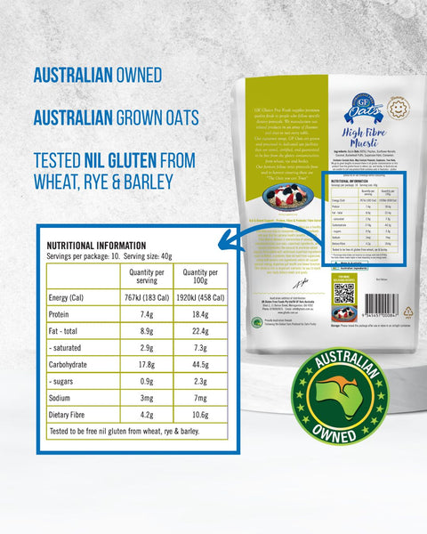 Gf Oats High Fibre Muesli Nutrition Label