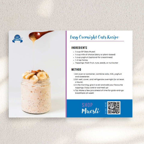 Overnight Oats Recipe Card By GF Oats