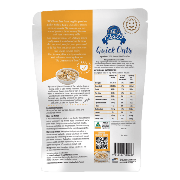 Quick Oats tested nil gluten from contamination