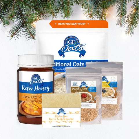 Breakfast Bundle GF Oats, Muesli honey and Oat Soap Christmas Theme
