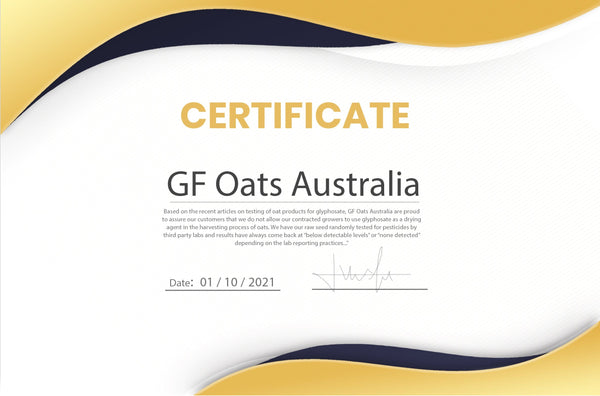 Traditional Oats tested nil gluten contamination