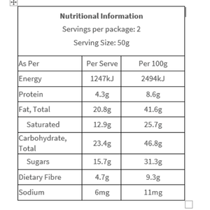 chocolate chip nutritional panel