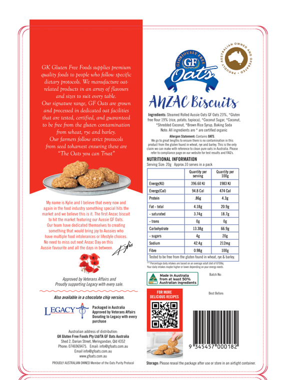 GF Oats Anzac Biscuit 25 pack